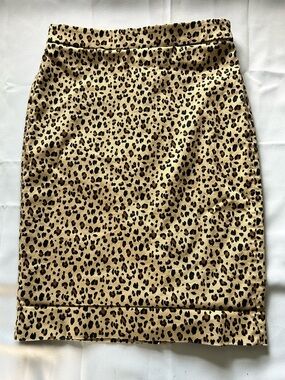 J. Crew Leopard Print Pencil Skirt Tan Black Stretch - Size 0